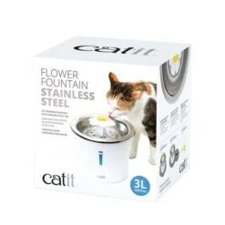 Bebedero Fuente Catit Flower Fountain De Acero, 3 L -Gatos Perros Suministros Tienda 135197 hagencontainer catit blumentrinkbrunnen edelstahl trinkbrunnen 3liter hs 02 1