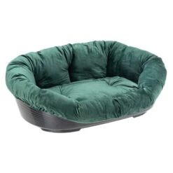 Cesta Ferplast Siesta Deluxe Negra Con Funda Sofá Aterciopelada Verde