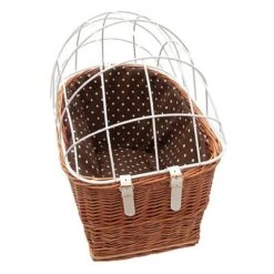 Cesta Para Bicicletas Aumüller Con Rejilla Para Portaequipajes -Gatos Perros Suministros Tienda 161796 aumueller hunde fahrradkorb schutzgitte natur dog 56x36x44cm hs 02 9