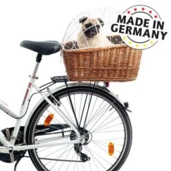 Cesta Para Bicicletas Aumüller Con Rejilla Para Portaequipajes -Gatos Perros Suministros Tienda 161796 aumueller hunde fahrradkorb schutzgitte natur dog 56x36x44cm hs 04 8 9