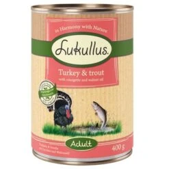 Lukullus Adult Sin Cereales 6 X 400 G -Gatos Perros Suministros Tienda 1 lk 400g adult turkeytrout 1000x1000 3