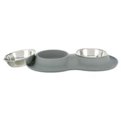 Comedero Doble Trixie De Silicona/acero -Gatos Perros Suministros Tienda 203964 trixie napfset silikon edelstahl hs 03 0