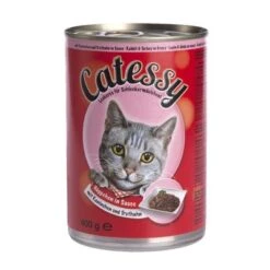 Catessy Bocaditos 12 X 400 G En Latas -Gatos Perros Suministros Tienda 28348 PLA Catessy Megapack Dose Kaninchen Truthahn in Sauce 6 x 400 g 2 1