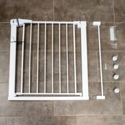 Barrera Blanca TIAKI Con 7 Cm De Extensión Para Perros 20 Barrera Blanca TIAKI Con 7 Cm De Extensión Para Perros -Gatos Perros Suministros Tienda 334597 tiaki dog gate white fg 8223 9