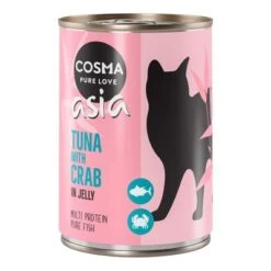 Cosma Asia En Gelatina 12 X 400 G -Gatos Perros Suministros Tienda 52846 pla cosma asia tunacrab 400g 2