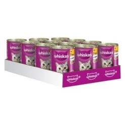 Whiskas 1+ Años En Lata 24 X 400 G -Gatos Perros Suministros Tienda 67677 pla whiskas 1plus huhn 12x400g hs 01 8