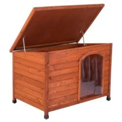 Caseta De Madera Woody Premium Con Puerta Para Perros -Gatos Perros Suministros Tienda 70354 hundehuette flachdach fg 1120016 6