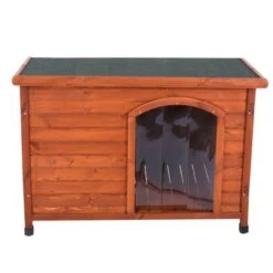 Caseta De Madera Woody Premium Con Puerta Para Perros -Gatos Perros Suministros Tienda 70354 pla hundehuette flachdach fg 1120020 4