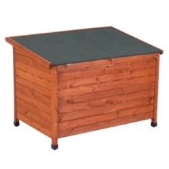 Caseta De Madera Woody Premium Con Puerta Para Perros -Gatos Perros Suministros Tienda 70354 pla hundehuette flachdach fg 1120022 0