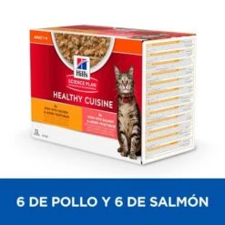 Hill's Science Plan Hill's Adult Healthy Cuisine Con Pollo Y Salmón Para Gatos -Gatos Perros Suministros Tienda sp adult cat healthy cuisine pouch chicken salmon bk28510m bk28658m multipack 8