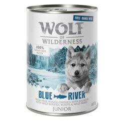 Wolf Of Wilderness Free Range Junior 12 X 400 G - Pack Ahorro -Gatos Perros Suministros Tienda wow freerange junior blueriver 400g 1000x1000 4